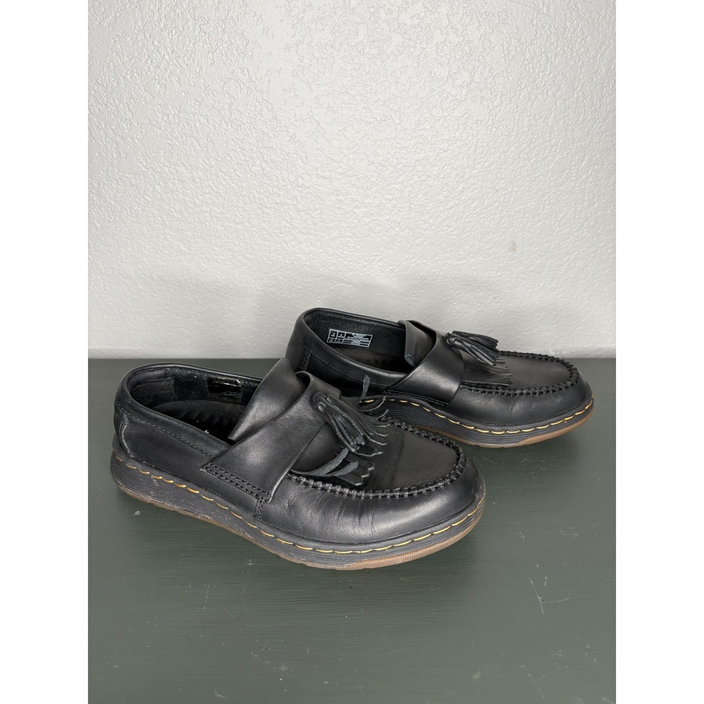 Dr Martens Edison Loafers Shoes Women's Sz 6 Black Leather EU37 UK4 Tassel‎ Work